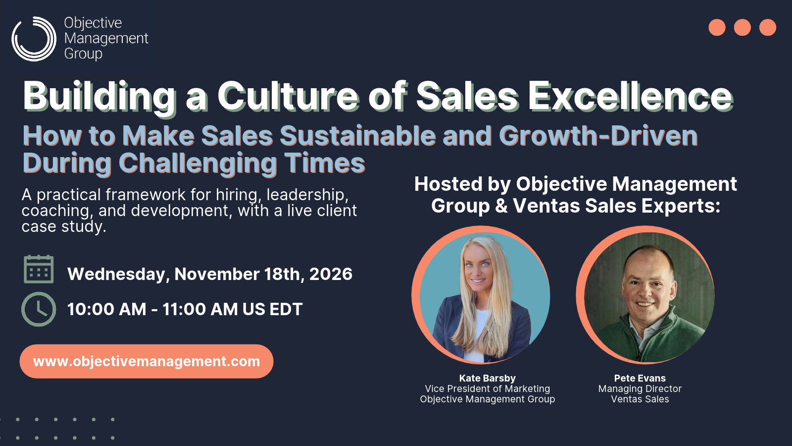 Image of OMG and Ventas Sales Webinar on Building a Culture of Sales Excellence